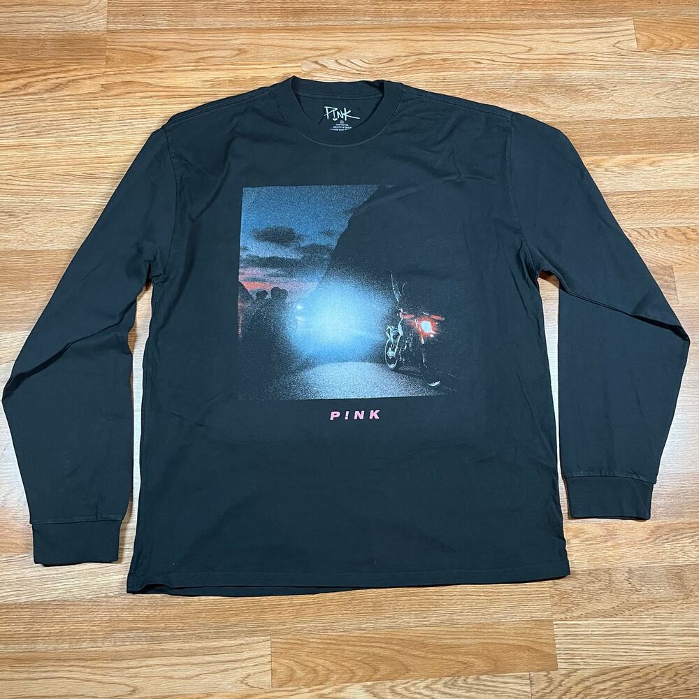 PINK Official Pink‎ Tour Merchandise Black Heavyweight Longsleeve Tee Sz XL